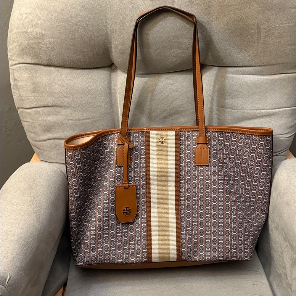 Tory Burch Brown and Cream Tote